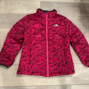 THE NORTH FACE GIRLS ROSE RED PUFFER JACKET COAT LARGE 14/16
